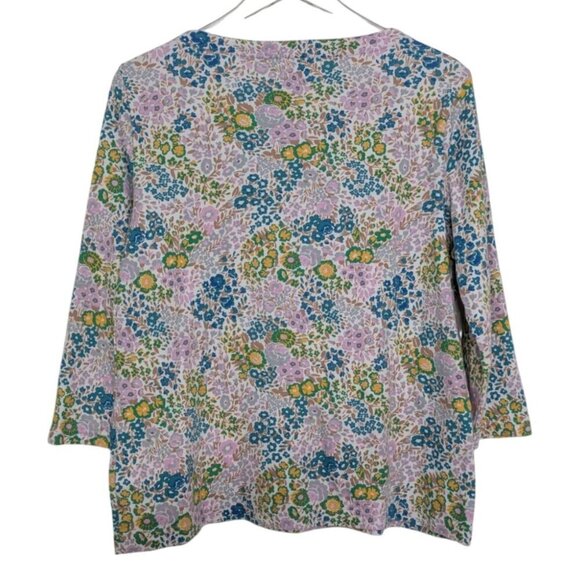 Croft & Barrow Floral Shirt Womens Size Large Purple 100% Cotton 3/4 Sleeves - Picture 4 of 8